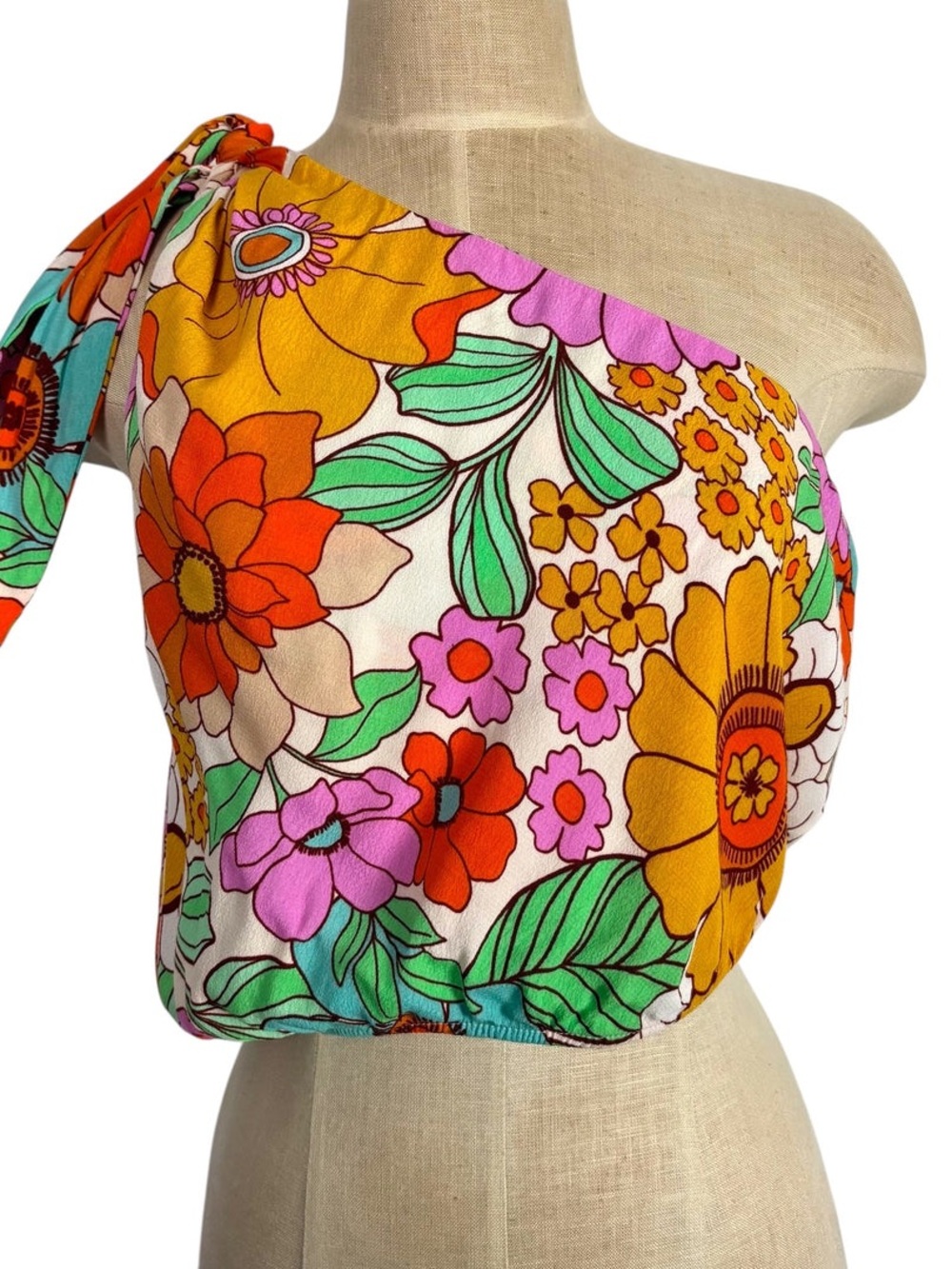 SHOW ME YOUR MUMU FLORAL PRINT ONE SHOULDER TOP